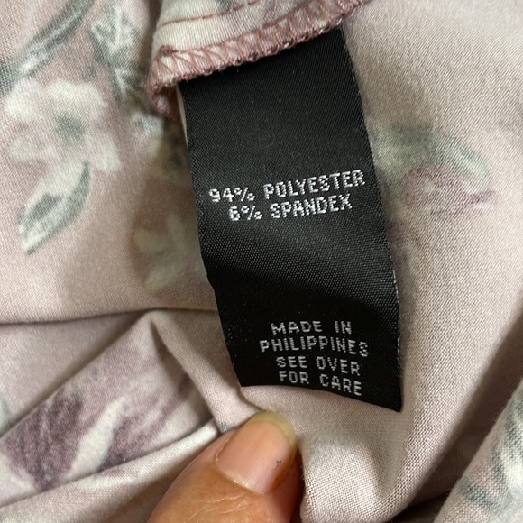 A. BYER MAUVE FLORAL LONG SLEEVE FAUX WRAP DRESS SIZE LARGE - Picture 8 of 12